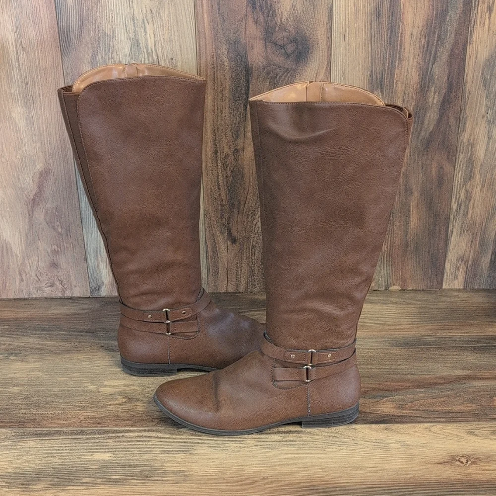 Style & Co. Tan Over the Knee Full Zip Boots 8.5
